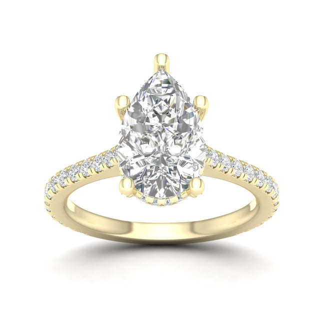 3 3/4 ctw Pear Accented Hidden Halo Ring