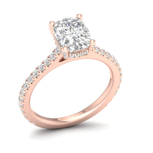 2 5/8 ctw Cushion Accented Hidden Halo Lab Grown Ring