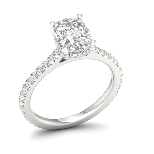 2 5/8 ctw Cushion Accented Hidden Halo Lab Grown Ring