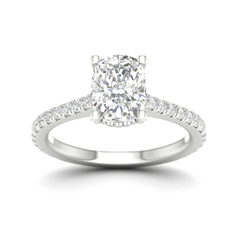 2 5/8 ctw Cushion Accented Hidden Halo Lab Grown Ring