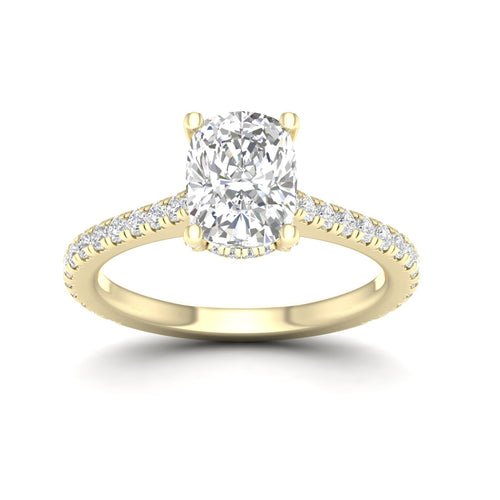 2 5/8 ctw Cushion Accented Hidden Halo Lab Grown Ring