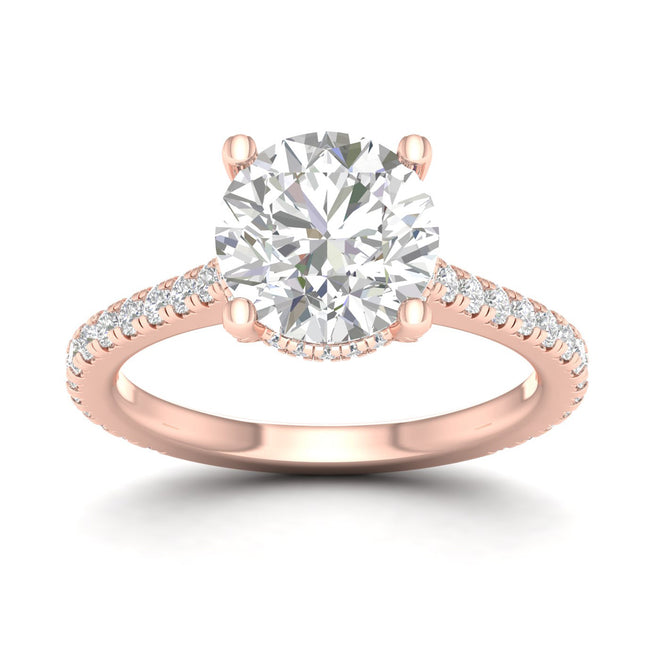 3 3/4 ctw Round Accented Hidden Halo Ring
