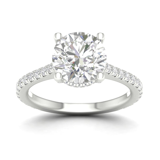 3 3/4 ctw Round Accented Hidden Halo Ring