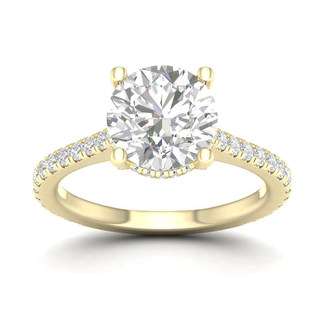 3 3/4 ctw Round Accented Hidden Halo Ring