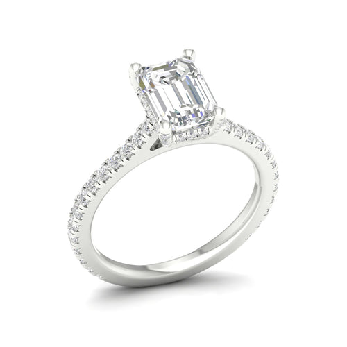 2 5/8 ctw Emerald Accented Hidden Halo Lab Grown Ring