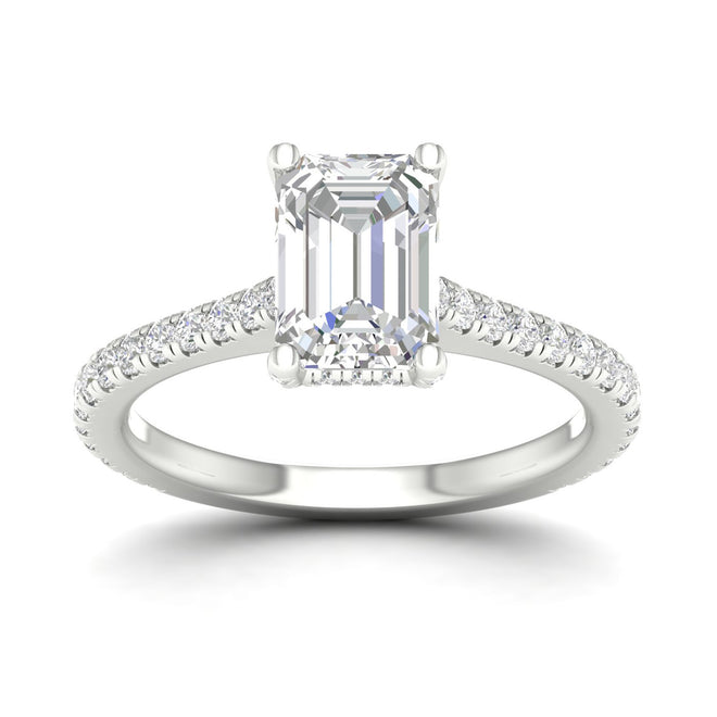 2 5/8 ctw Emerald Accented Hidden Halo Ring