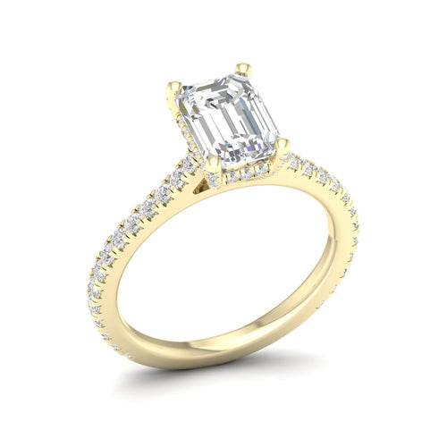 2 5/8 ctw Emerald Accented Hidden Halo Lab Grown Ring