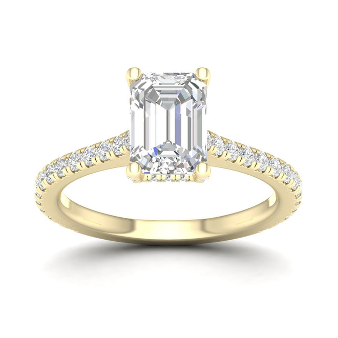 2 5/8 ctw Emerald Accented Hidden Halo Ring