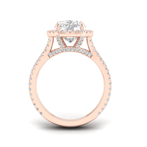 5 1/10 ctw Cushion Split Shank Halo Lab Grown Ring