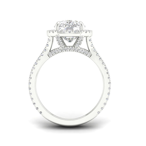 5 1/10 ctw Cushion Split Shank Halo Lab Grown Ring