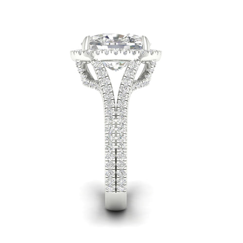 5 1/10 ctw Cushion Split Shank Halo Lab Grown Ring