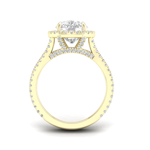 5 1/10 ctw Cushion Split Shank Halo Lab Grown Ring