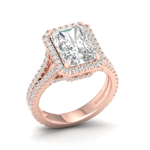 5 ctw Radiant Split Shank Halo Lab Grown Ring