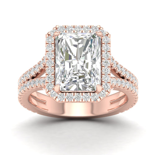 5 ctw Radiant Split Shank Halo Lab Grown Ring
