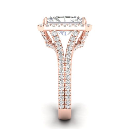 5 ctw Radiant Split Shank Halo Lab Grown Ring