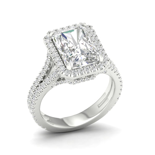 5 ctw Radiant Split Shank Halo Lab Grown Ring