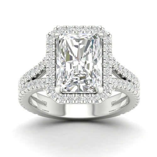 5 ctw Radiant Split Shank Halo Lab Grown Ring