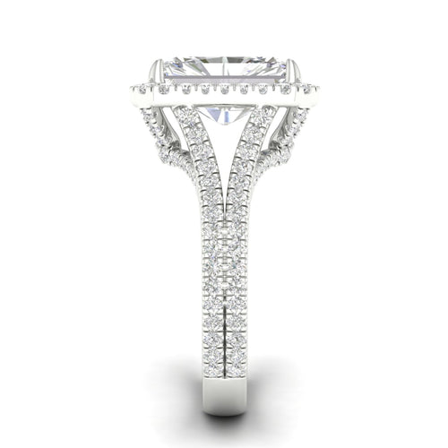 5 ctw Radiant Split Shank Halo Lab Grown Ring