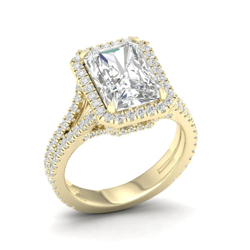 5 ctw Radiant Split Shank Halo Lab Grown Ring