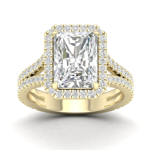 5 ctw Radiant Split Shank Halo Lab Grown Ring