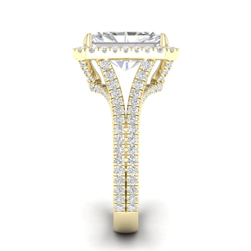 5 ctw Radiant Split Shank Halo Lab Grown Ring