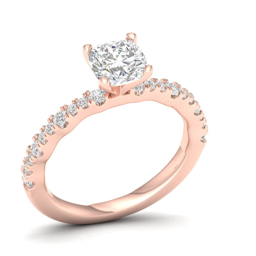 1 1/3 ctw Wavy Lab Grown Cushion Centre Engagement Ring