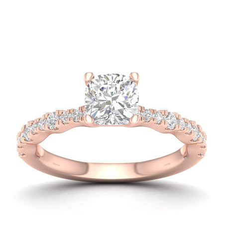 1 1/3 ctw Wavy Lab Grown Cushion Centre Engagement Ring