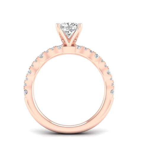 1 1/3 ctw Wavy Lab Grown Cushion Centre Engagement Ring