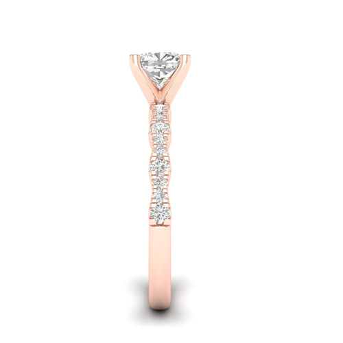 1 1/3 ctw Wavy Lab Grown Cushion Centre Engagement Ring
