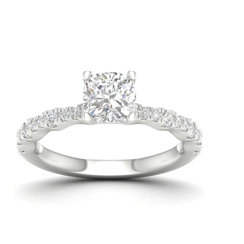 1 1/3 ctw Wavy Lab Grown Cushion Centre Engagement Ring