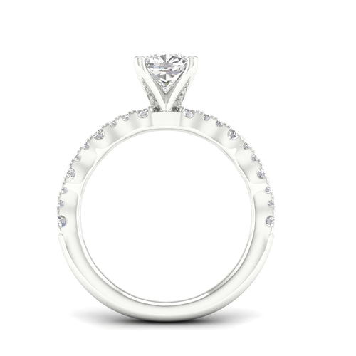 1 1/3 ctw Wavy Lab Grown Cushion Centre Engagement Ring