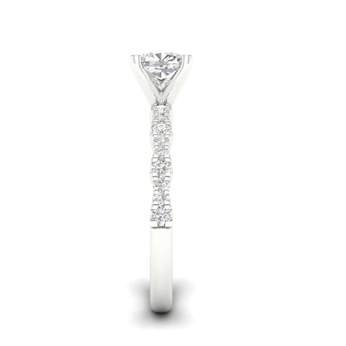 1 1/3 ctw Wavy Lab Grown Cushion Centre Engagement Ring