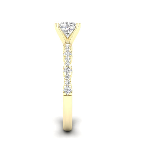 1 1/3 ctw Wavy Lab Grown Cushion Centre Engagement Ring