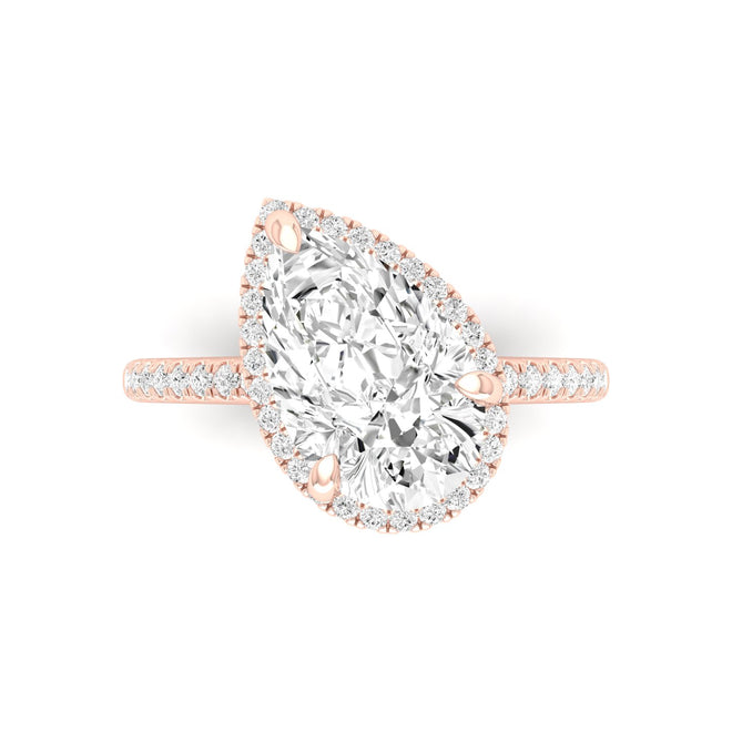 3 Ct. Center Pear Offset Hidden Halo Ring