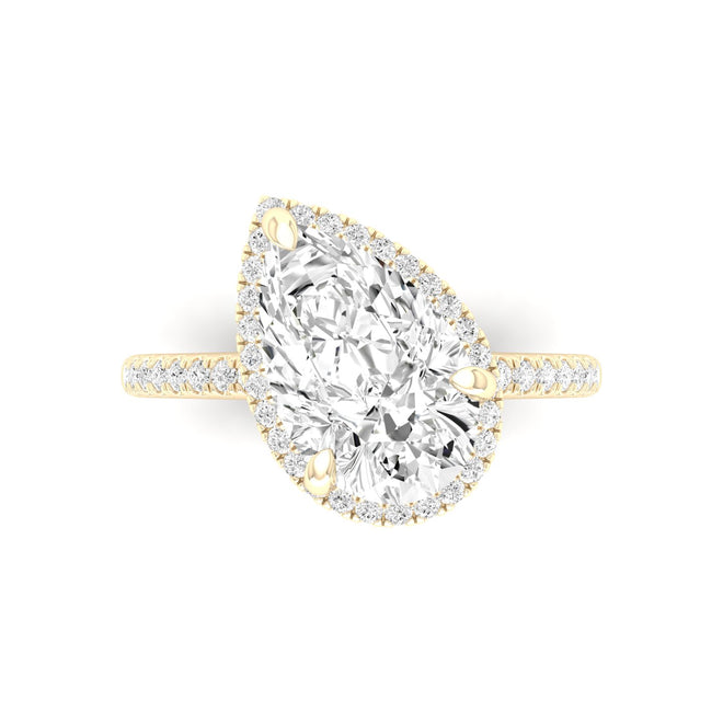 3 Ct. Center Pear Offset Hidden Halo Ring