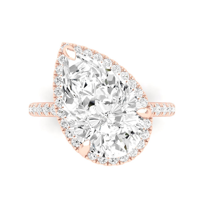 5 Ct. Center Pear Offset Hidden Halo Ring