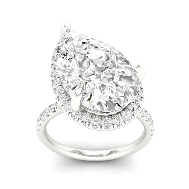 5 Ct. Center Pear Offset Hidden Halo Ring