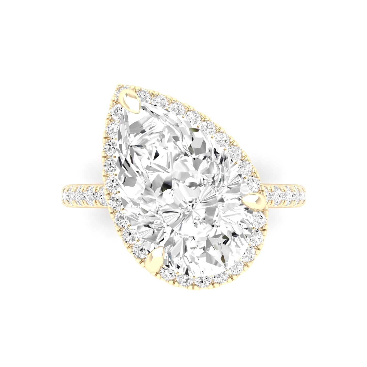 Center Pear Offset Hidden Halo Ring