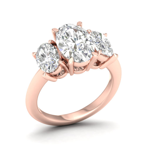 5 Ctw Oval Lab Grown Three Stone Engagement Ring
