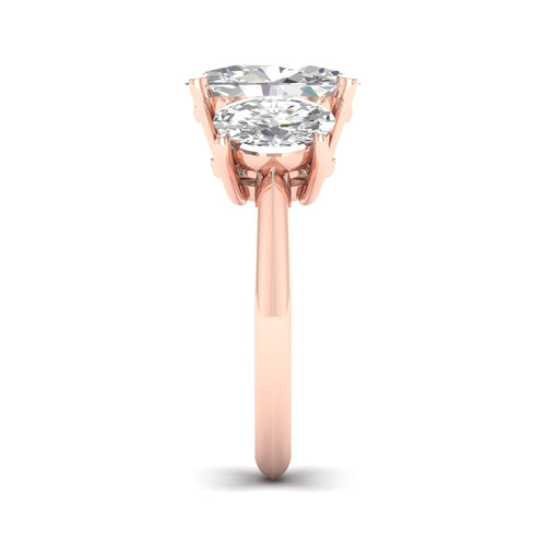 5 Ctw Oval Lab Grown Three Stone Engagement Ring