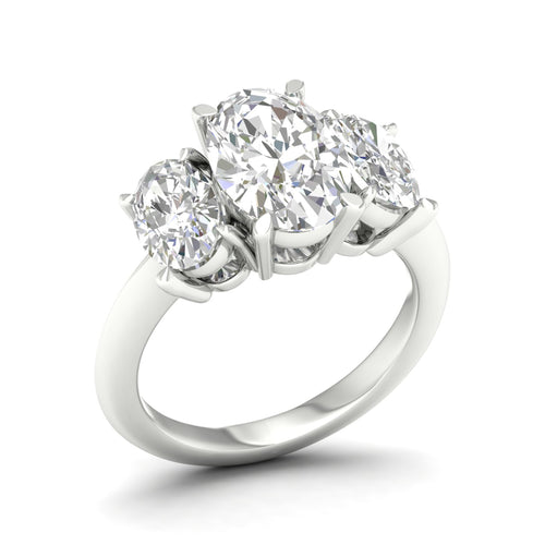 5 Ctw Oval Lab Grown Three Stone Engagement Ring