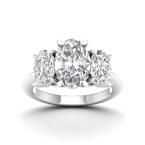 5 Ctw Oval Lab Grown Three Stone Engagement Ring