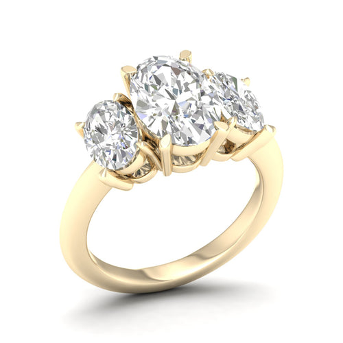 5 Ctw Oval Lab Grown Three Stone Engagement Ring