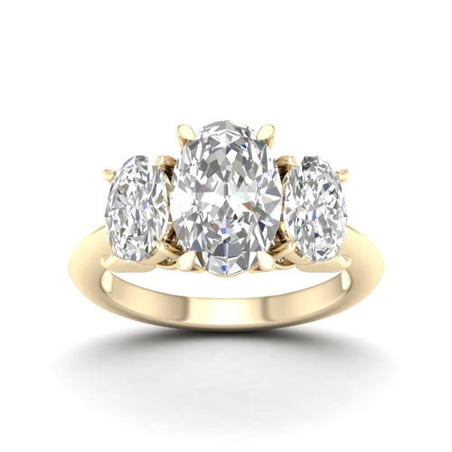 5 Ctw Oval Lab Grown Three Stone Engagement Ring