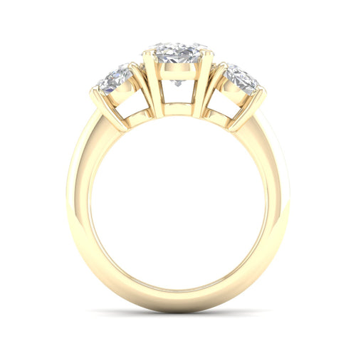 5 Ctw Oval Lab Grown Three Stone Engagement Ring