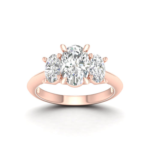 4 Ctw Oval Lab Grown Three Stone Engagement Ring