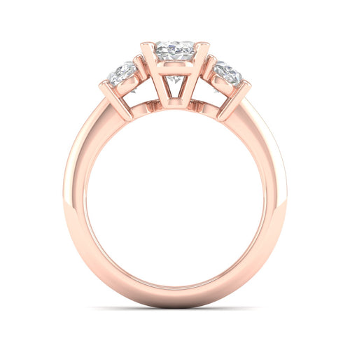 4 Ctw Oval Lab Grown Three Stone Engagement Ring