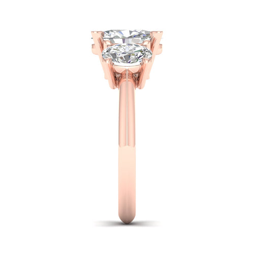 4 Ctw Oval Lab Grown Three Stone Engagement Ring