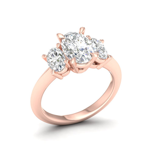 4 Ctw Oval Lab Grown Three Stone Engagement Ring