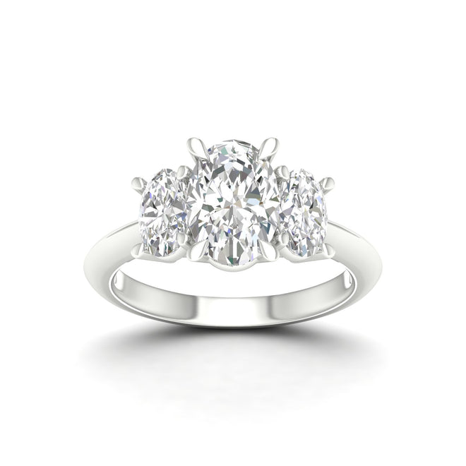 4 Ctw Oval Lab Grown Three Stone Engagement Ring